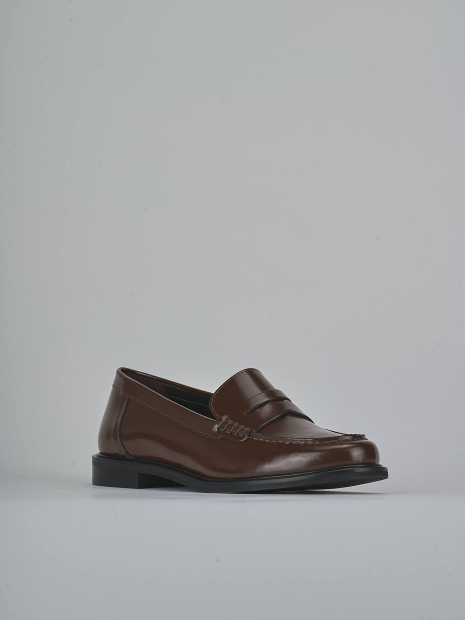 Mocasines tacón 1 cm marrón cuero