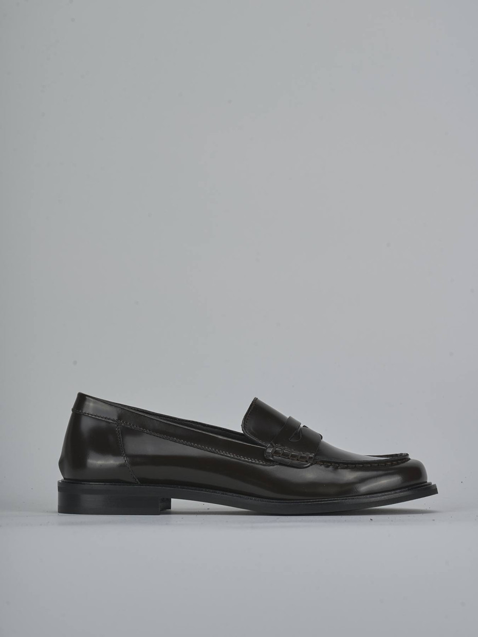 Mocasines tacón 1 cm marrón oscuro cuero