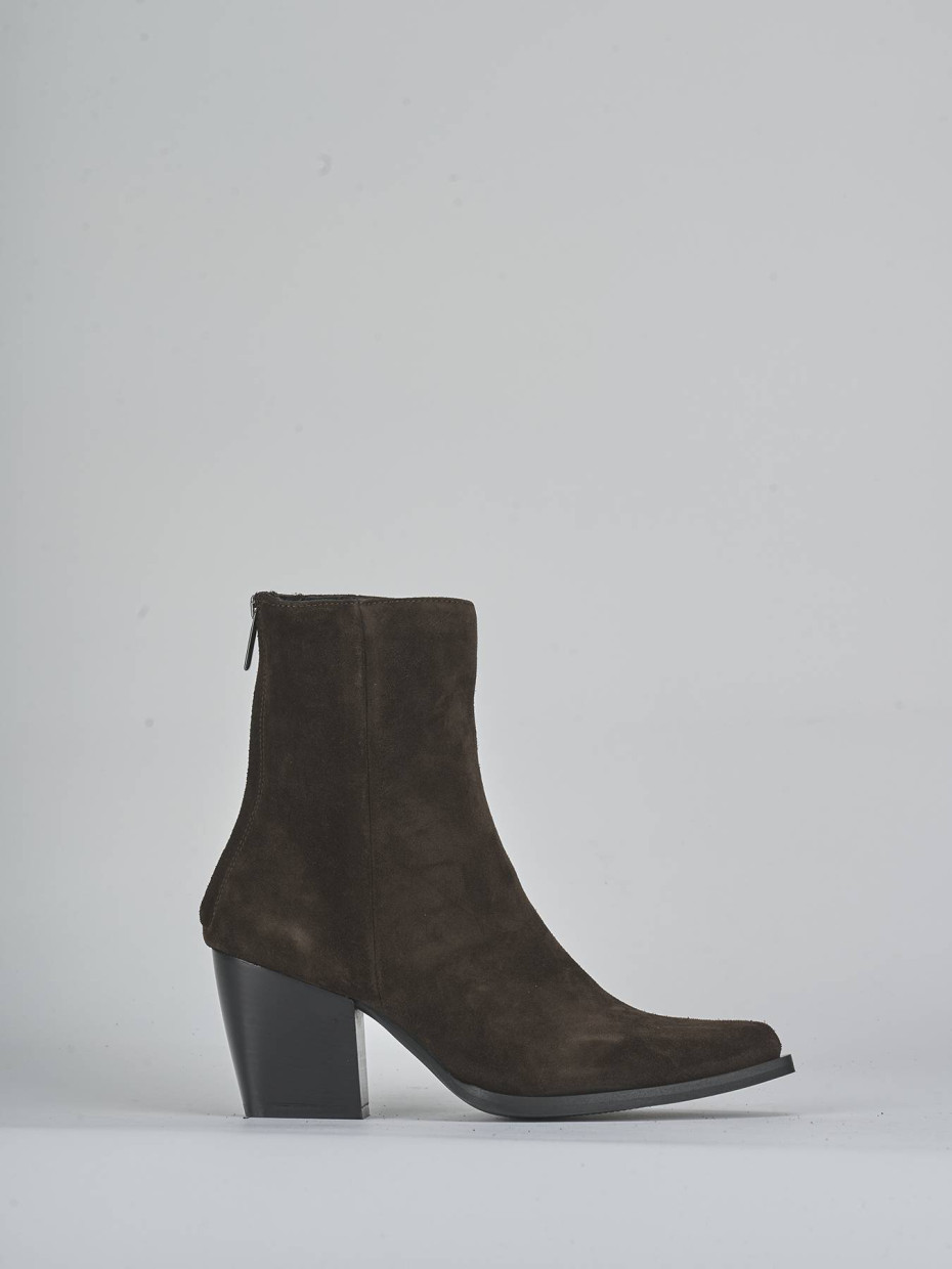 Botines de tacón alto tacón 8 cm marrón oscuro ante
