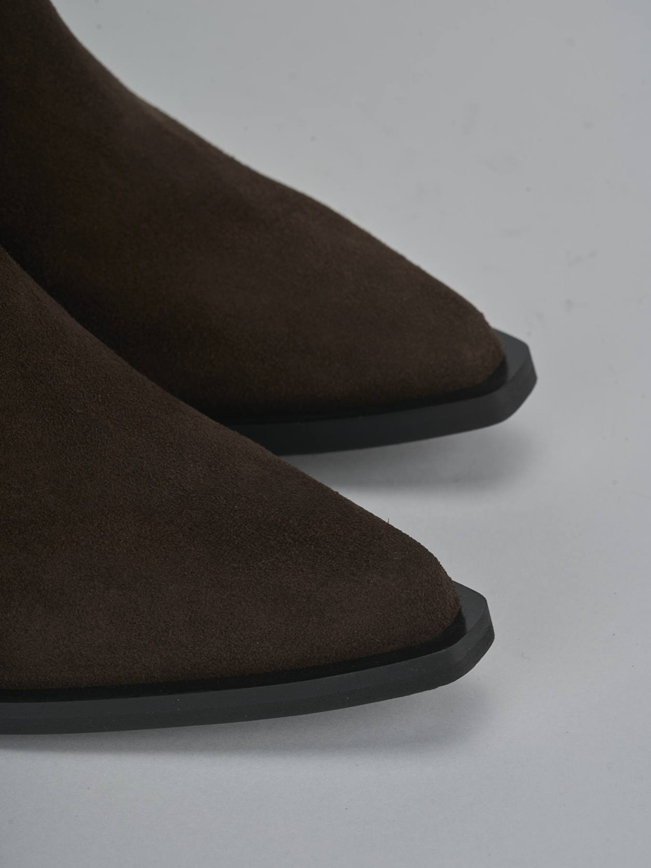 High heel ankle boots heel 8 cm dark brown suede