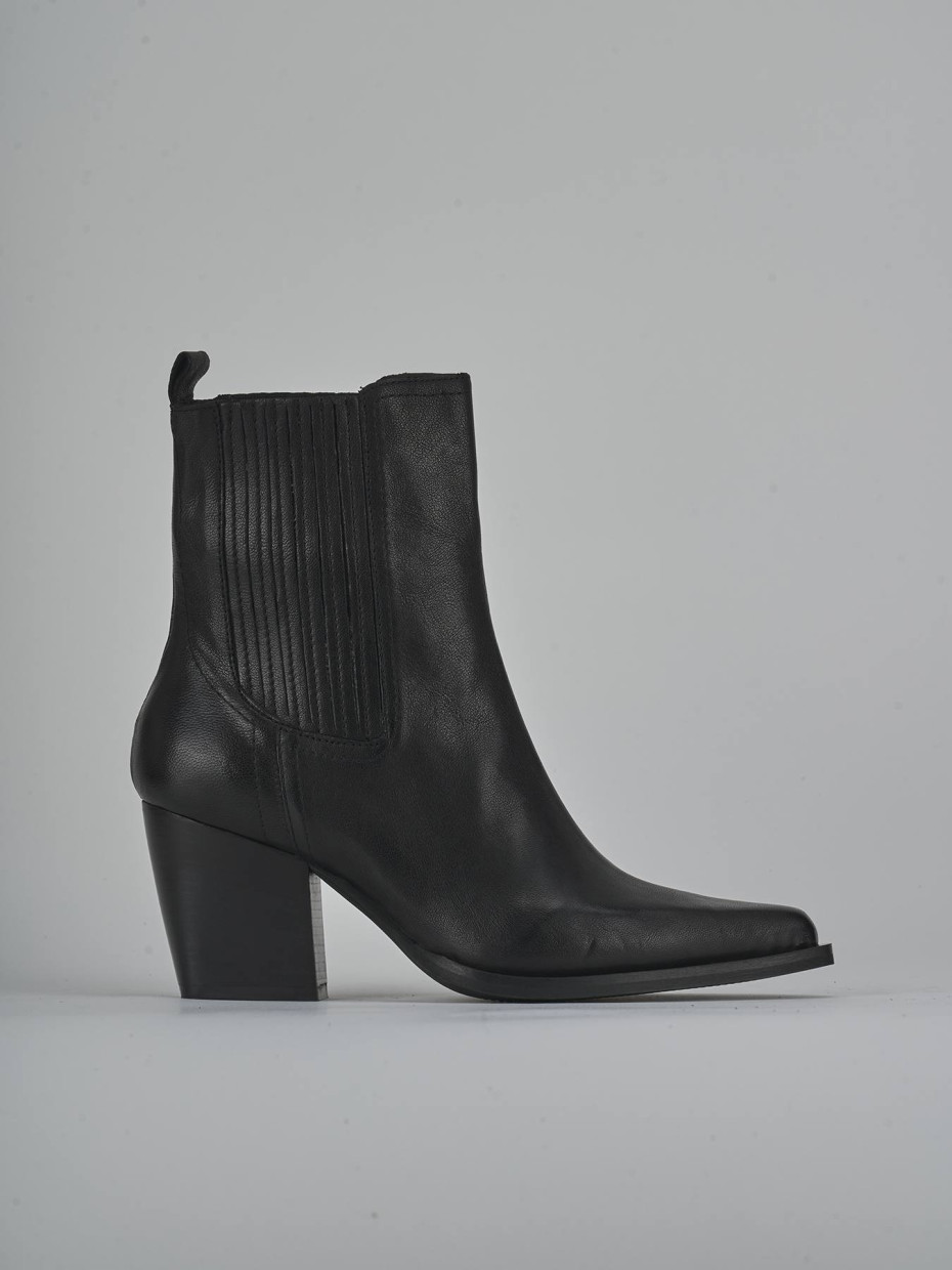 Botines de tacón alto tacón 8 cm negro cuero