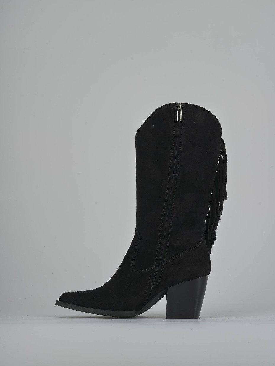 Stivali tacco 8cm camoscio nero