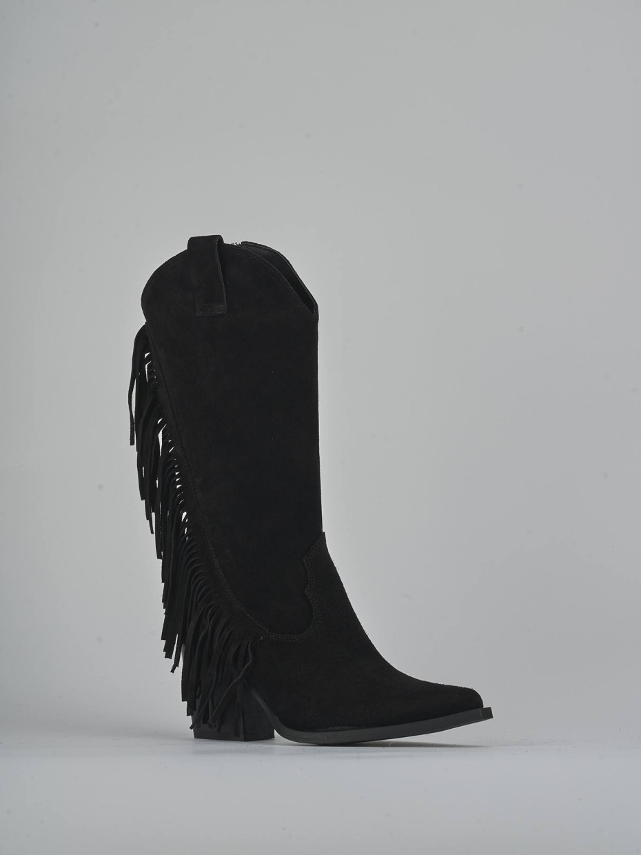 Stivali tacco 8cm camoscio nero