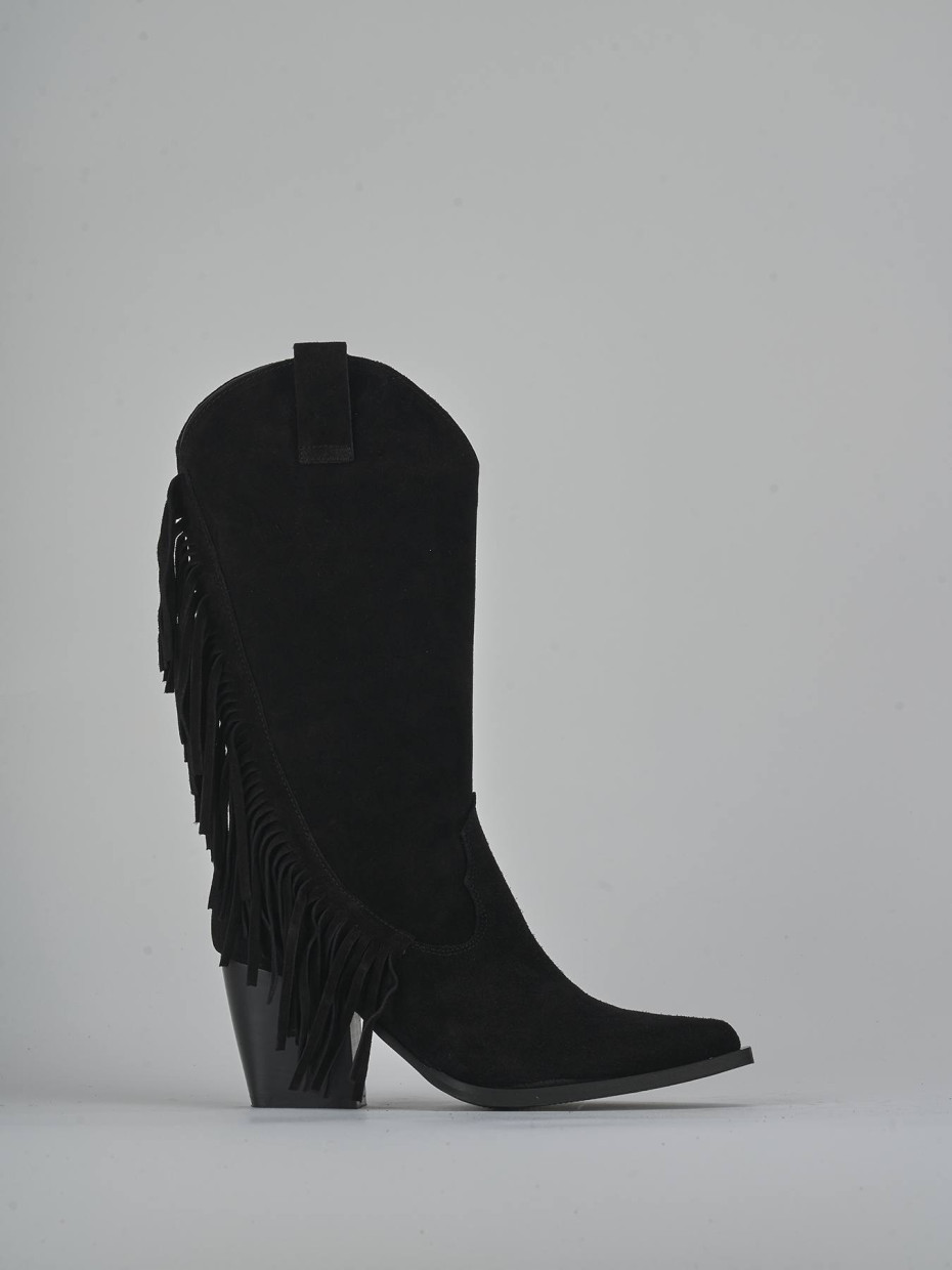 Stivali tacco 8cm camoscio nero