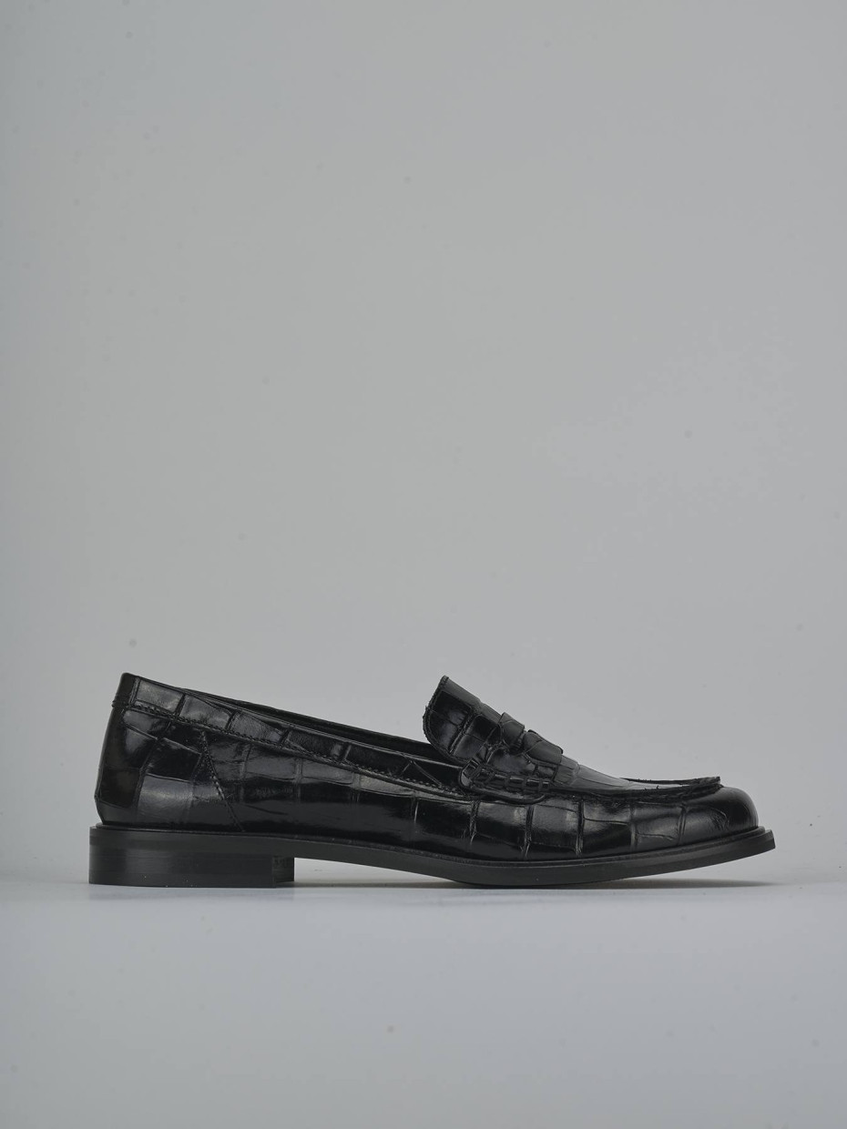 Mocasines tacón 2 cm negro efecto coco