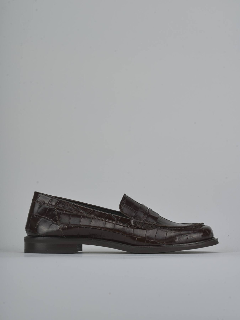 Mocasines tacón 2 cm marrón oscuro efecto coco