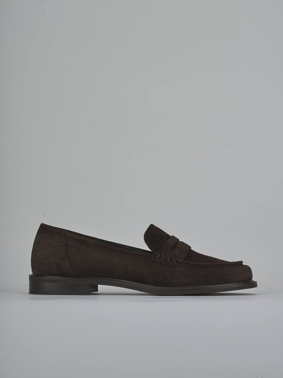Mocasines tacón 2 cm marrón oscuro ante