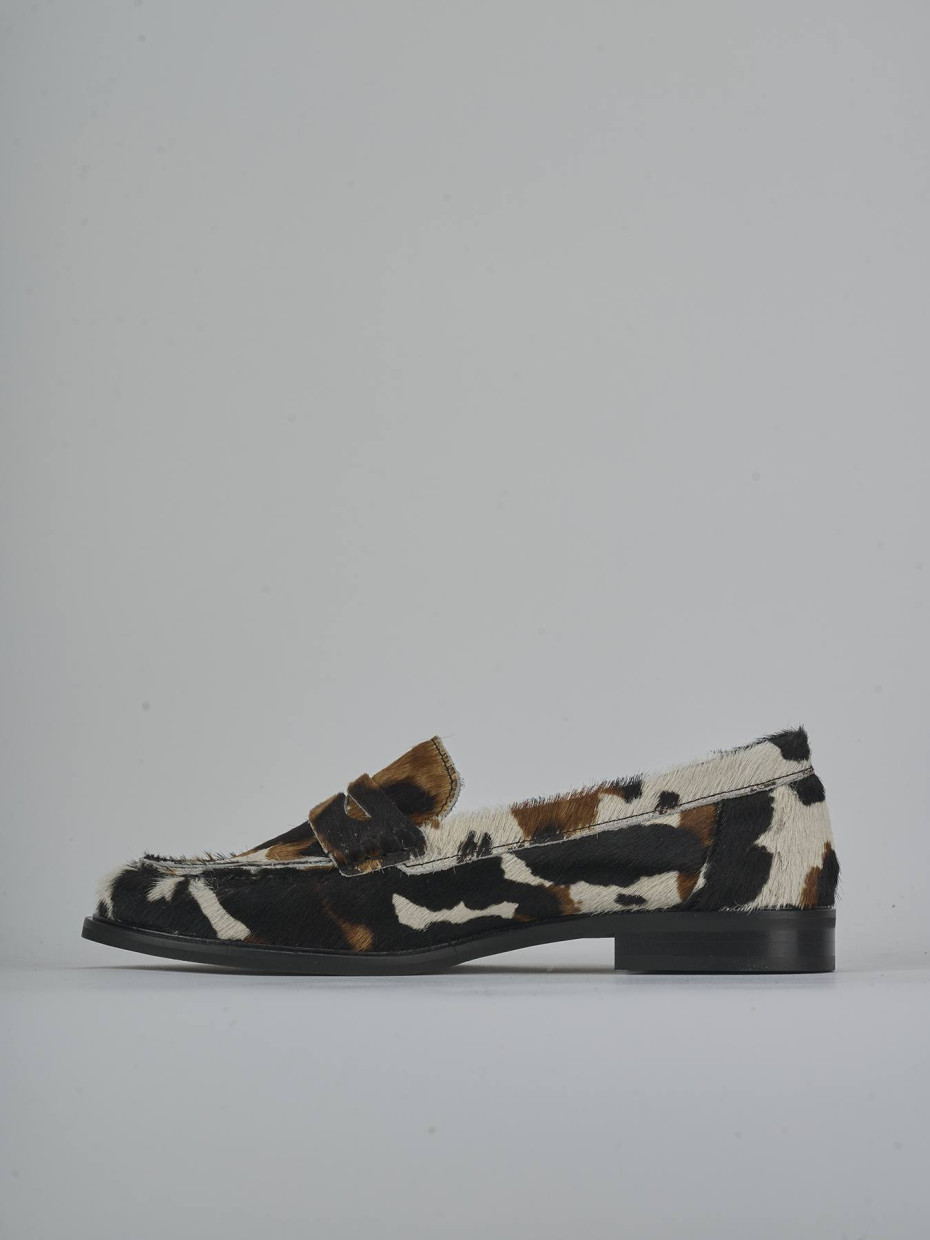 Mocasines tacón 2 cm multicolor cuero de vaca con pelo
