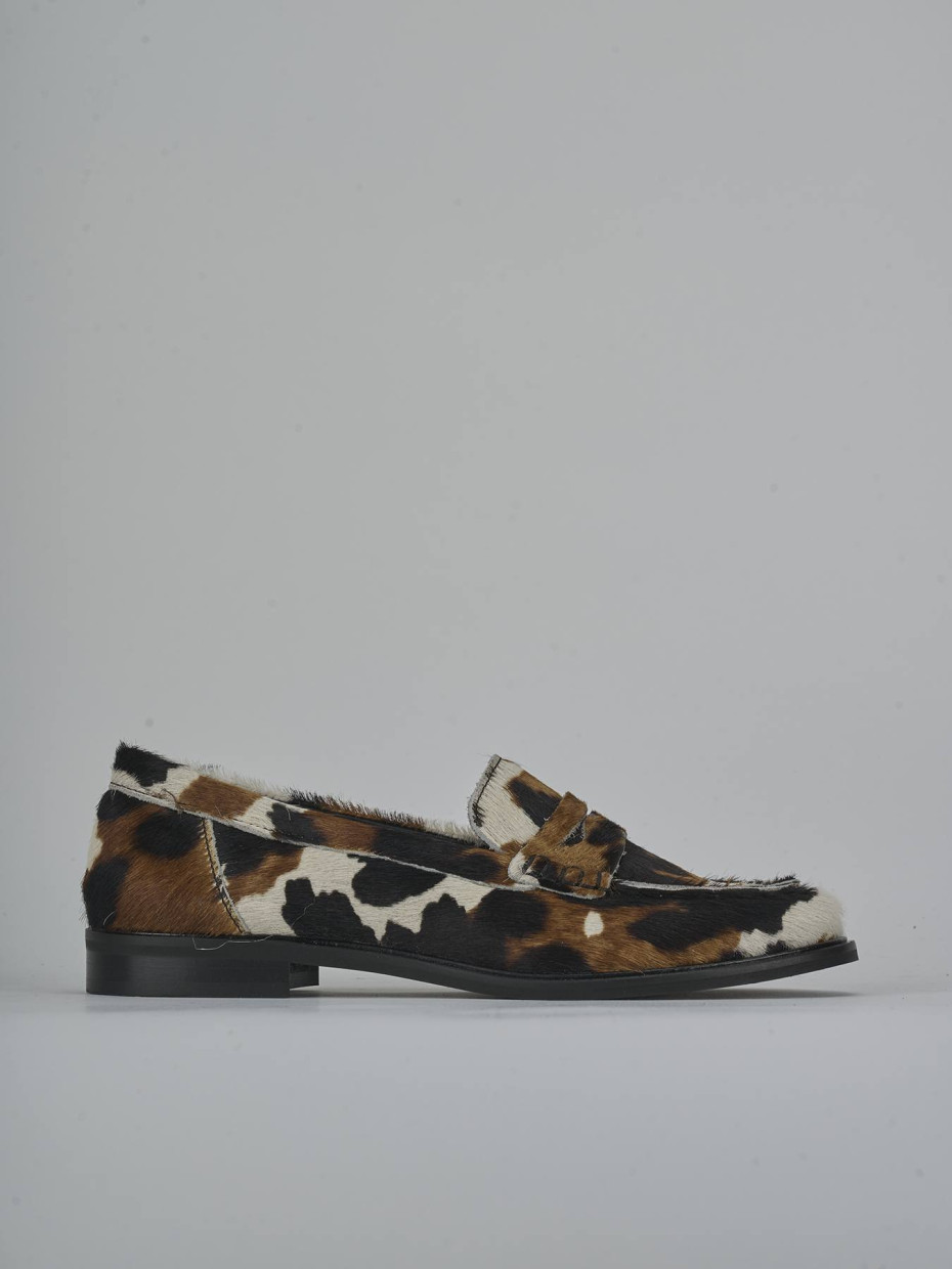 Mocasines tacón 2 cm multicolor cuero de vaca con pelo