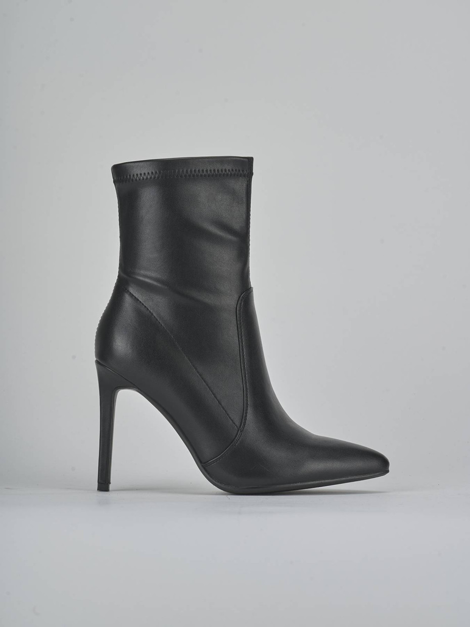 Stivaletti tacco 10cm pelle sostenibile nero