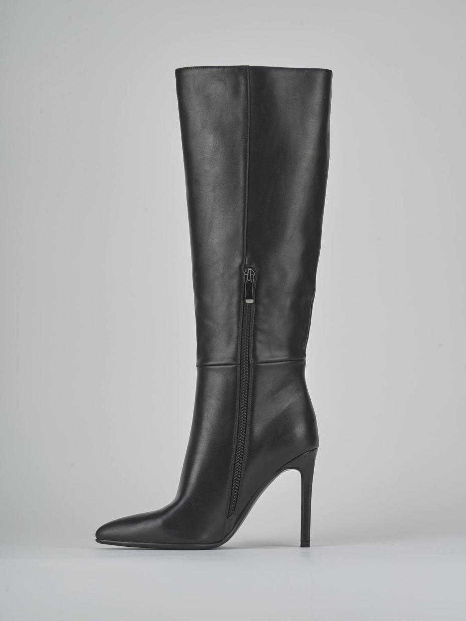 Botas de tacón alto tacón 10 cm negro pelle sostenibile