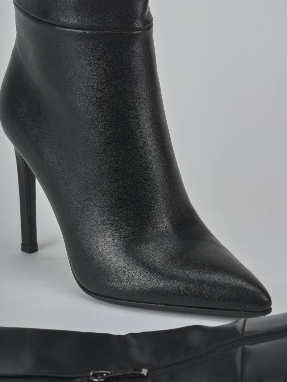 Botas de tacón alto tacón 10 cm negro pelle sostenibile
