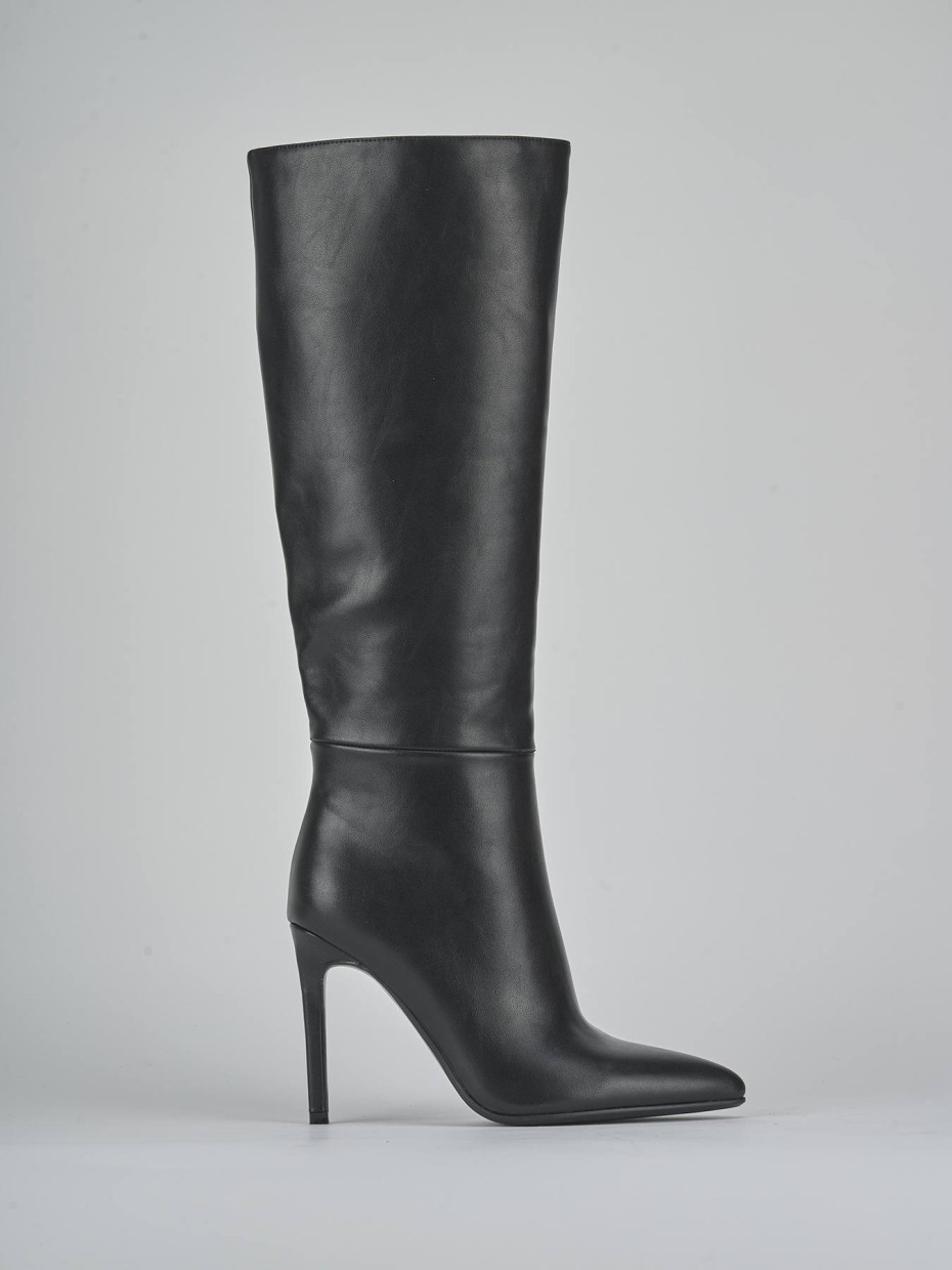 Botas de tacón alto tacón 10 cm negro pelle sostenibile