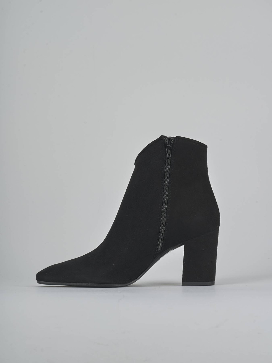 Botines de tacón alto tacón 7 cm negro ante