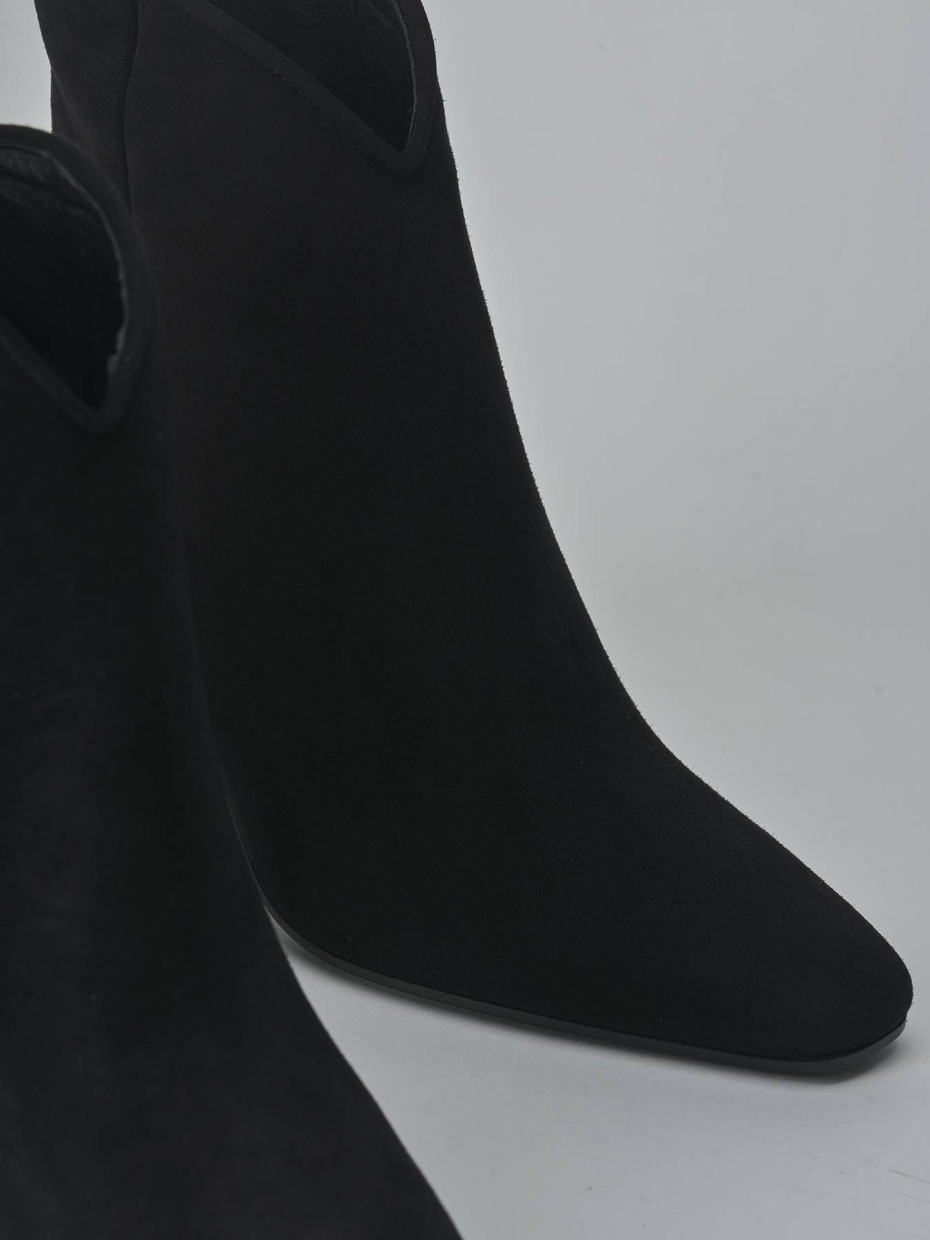 Botines de tacón alto tacón 7 cm negro ante