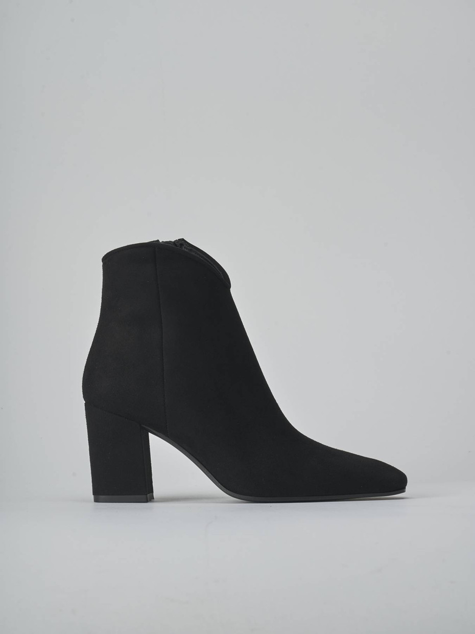 Botines de tacón alto tacón 7 cm negro ante