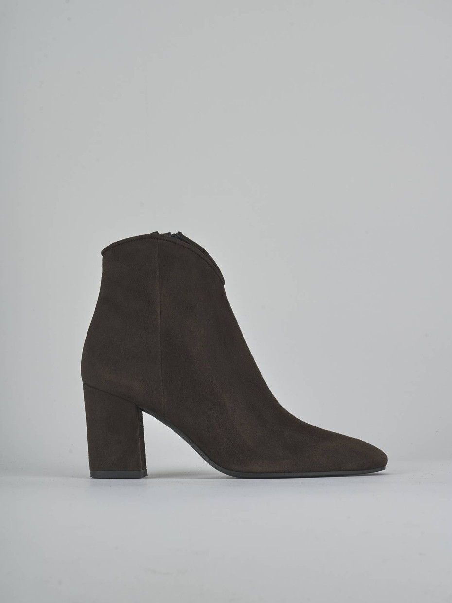 Botines de tacón alto tacón 7 cm marrón oscuro ante