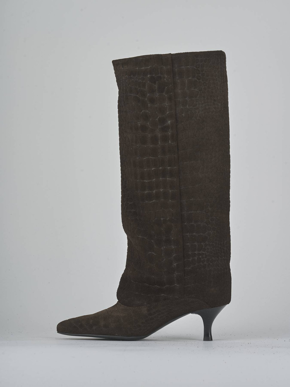 Stivali tacco 6cm camoscio testa