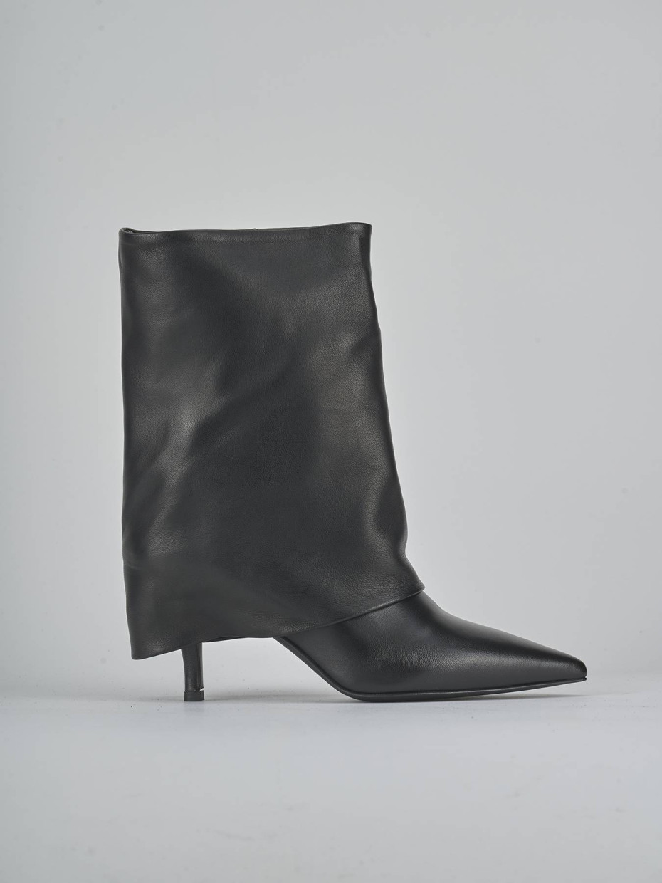 Botines de tacón alto tacón 7 cm negro cuero