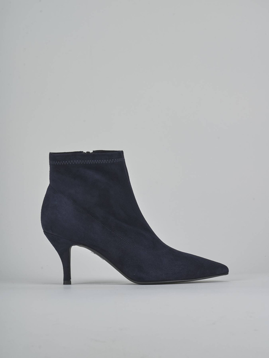 Botines de tacón alto tacón 7 cm azul ante