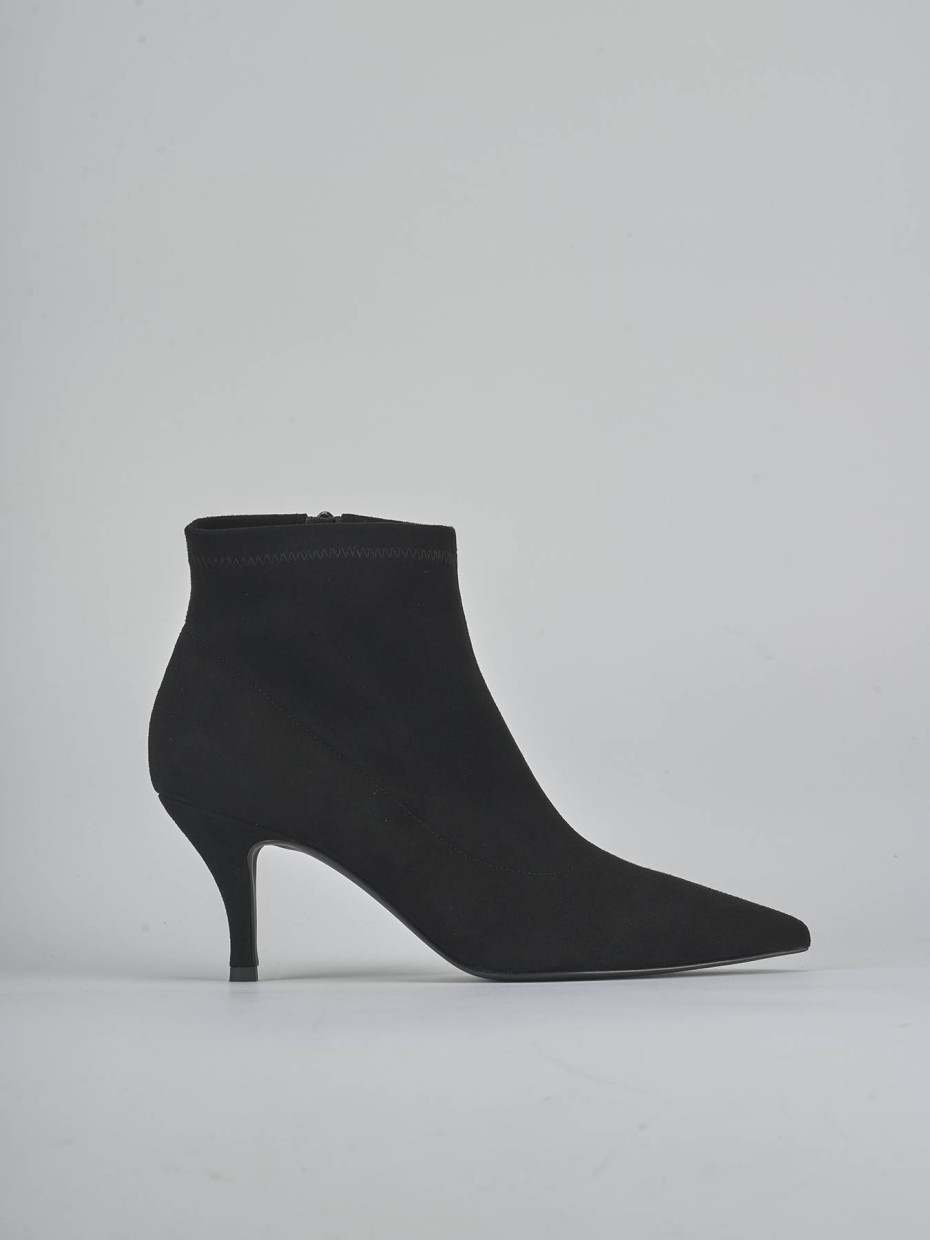 High heel ankle boots heel 7 cm black suede