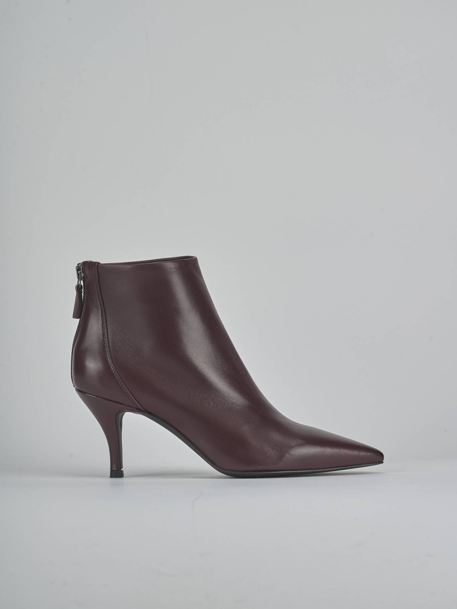 Botines de tacón alto tacón 7 cm burdeos cuero
