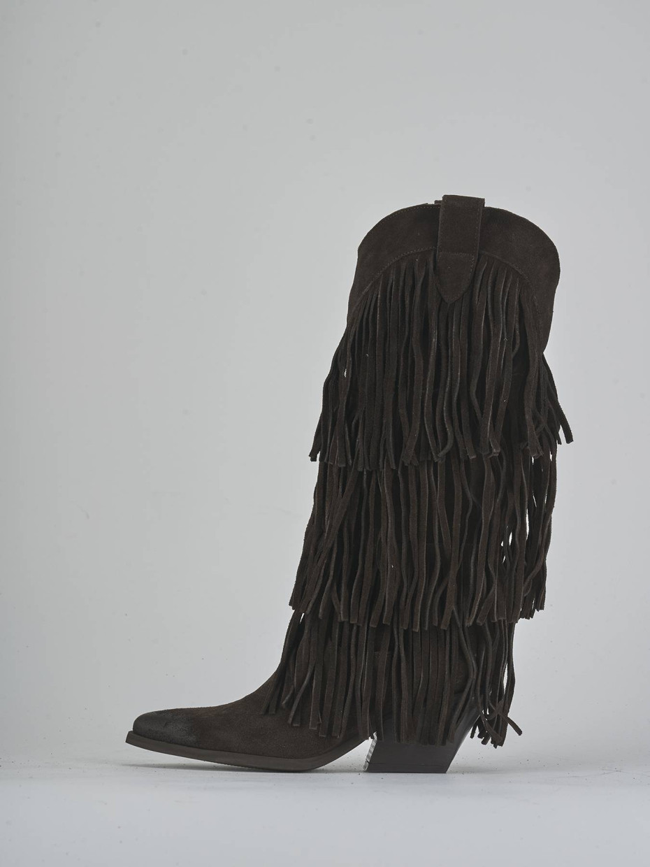 High heel boots heel 6 cm dark brown suede