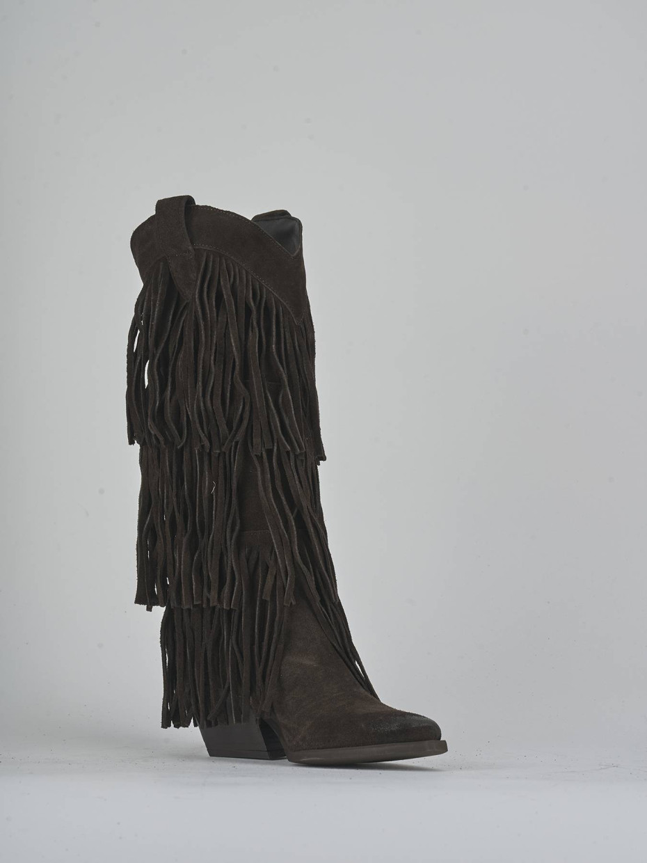 High heel boots heel 6 cm dark brown suede