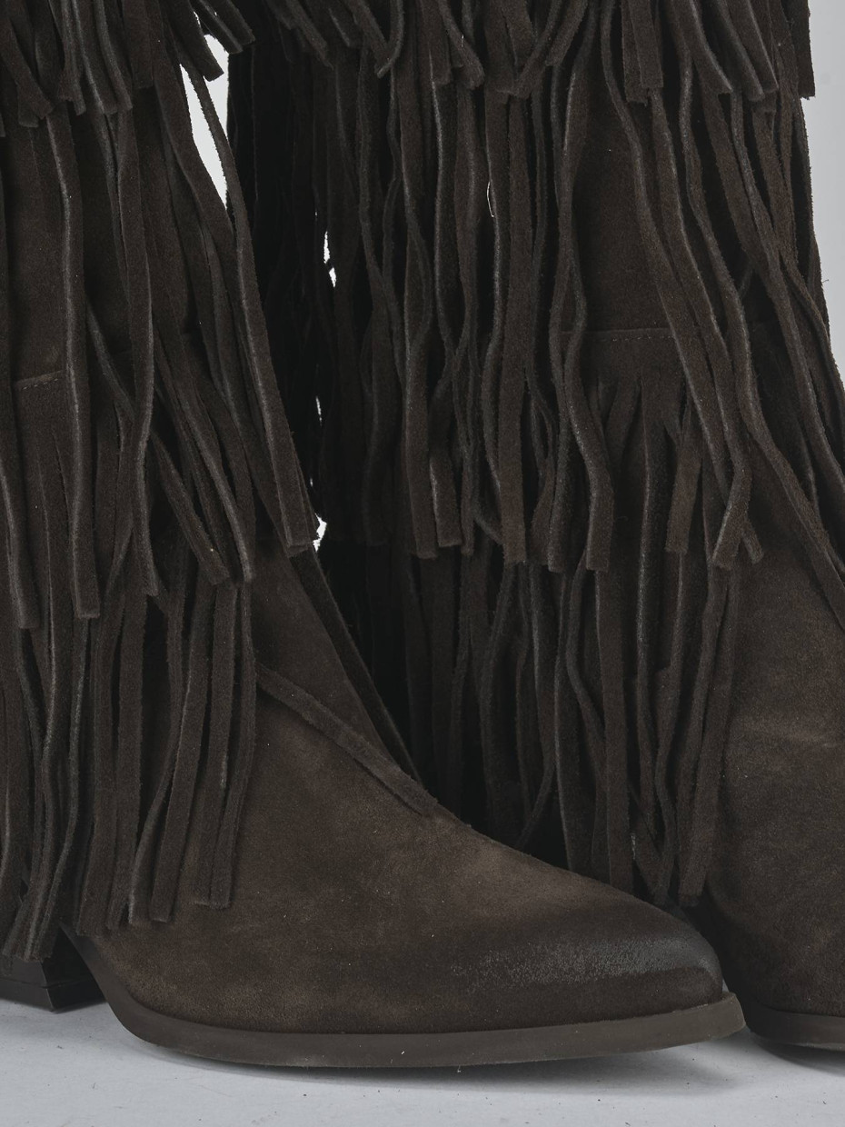 High heel boots heel 6 cm dark brown suede