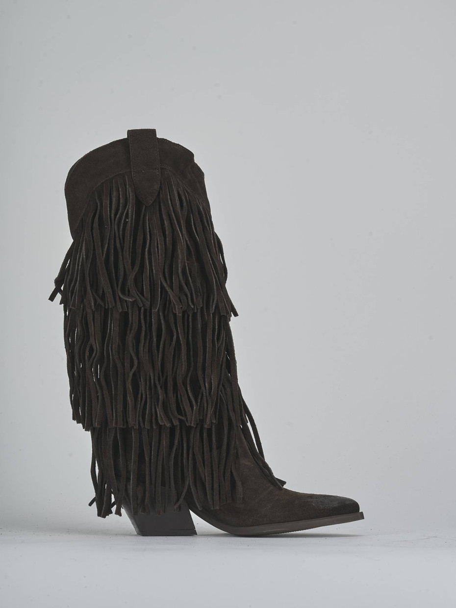 High heel boots heel 6 cm dark brown suede