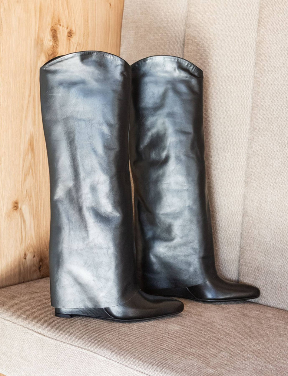 Stivali tacco 10cm pelle nero