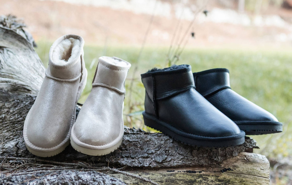 Botines de tacón bajo negro cuero