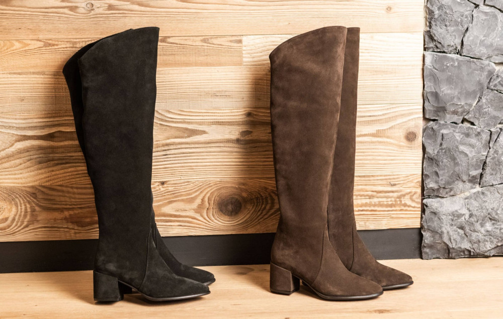 Botas de tacón alto tacón 6 cm negro ante