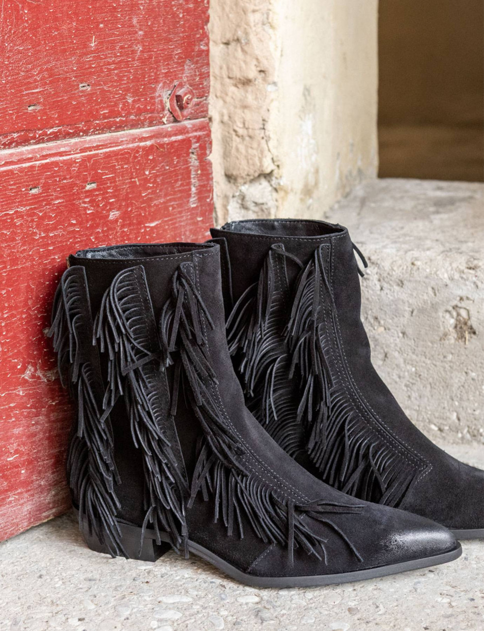 Stivaletti tacco 3cm camoscio nero