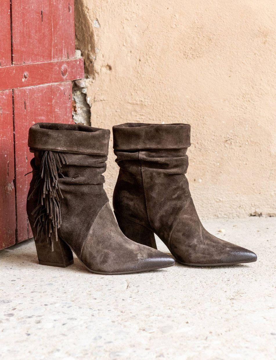 Botines de tacón alto tacón 8 cm marrón oscuro ante