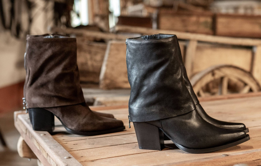 Stivaletti tacco 8cm pelle nero