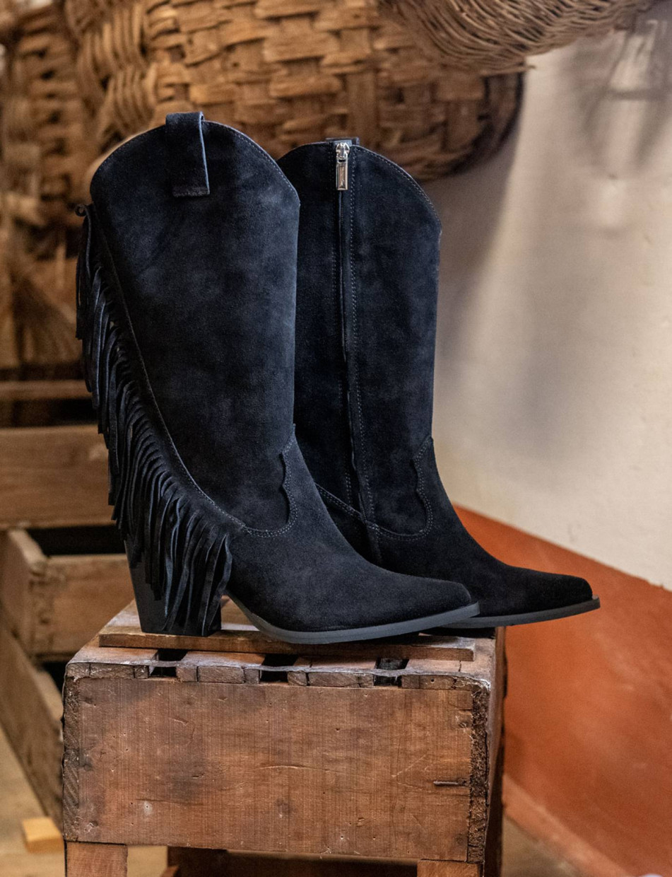 Stivali tacco 8cm camoscio nero