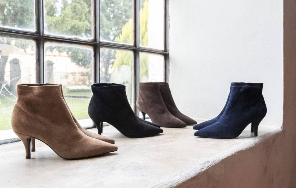 Botines de tacón alto tacón 7 cm azul ante