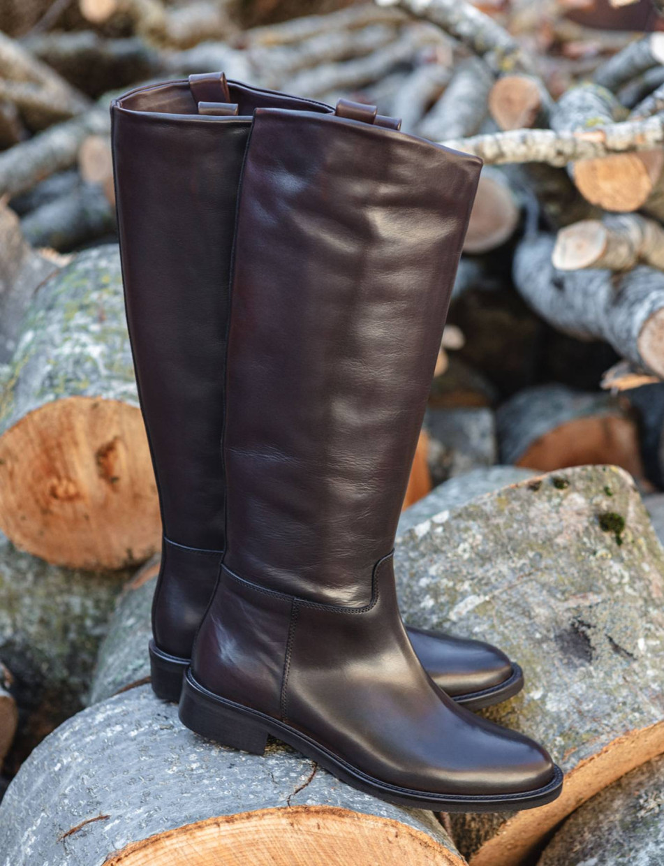 Stivali tacco 3cm pelle testa