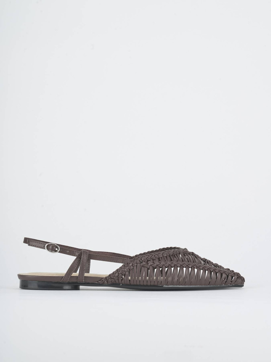 Bailarinas tacón 1 cm marrón oscuro cuero