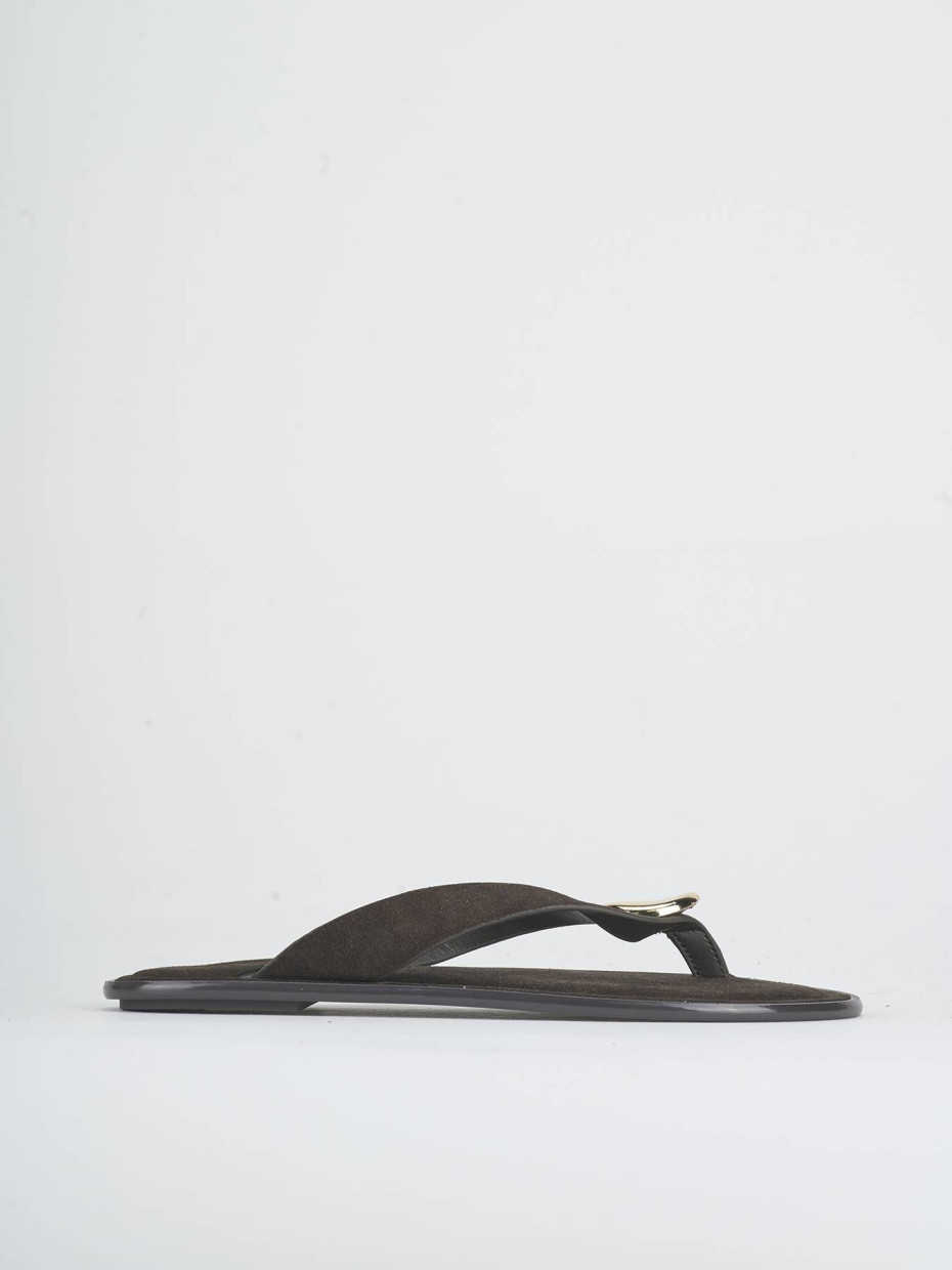 Mules tacón 1 cm marrón oscuro ante