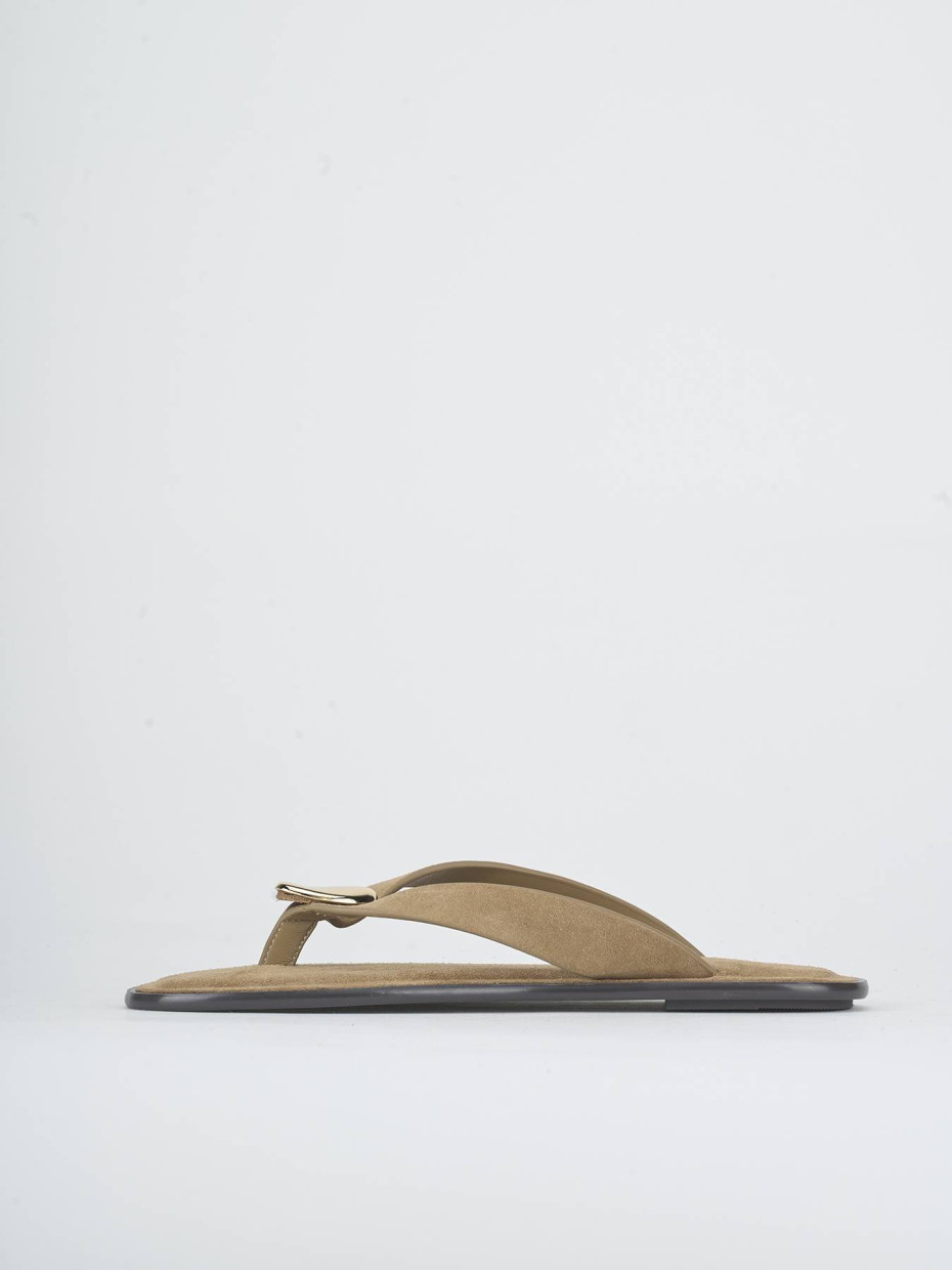Slippers heel 1 cm beige suede