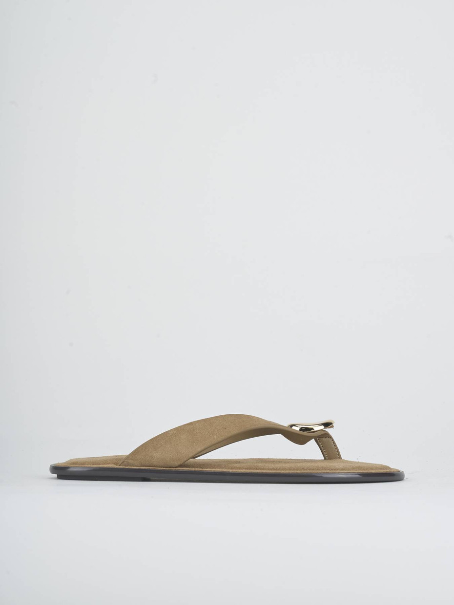 Slippers heel 1 cm beige suede