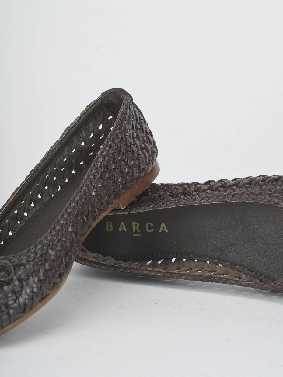 Bailarinas tacón 1 cm marrón oscuro cuero