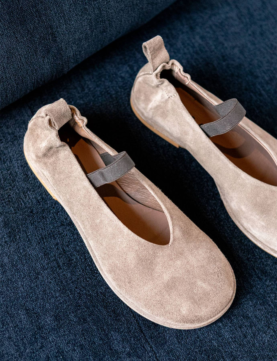 Bailarinas tacón 1 cm beis ante