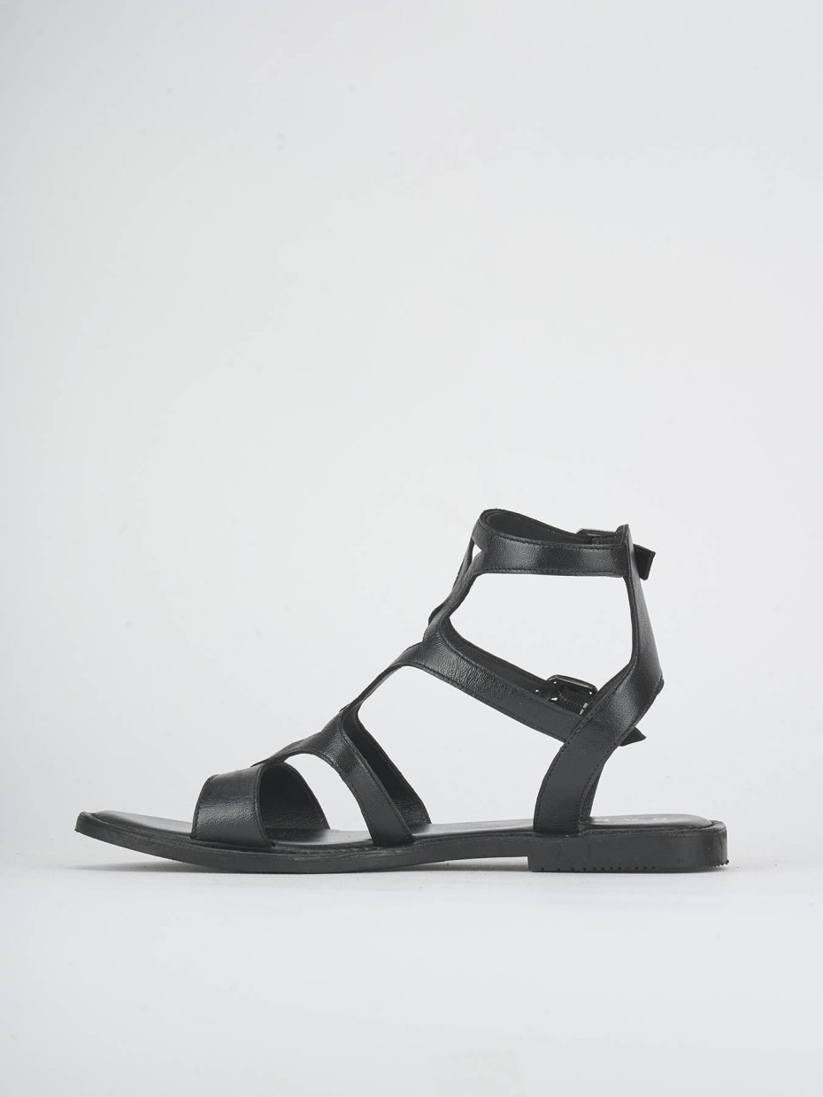 Sandali tacco 1cm pelle nero