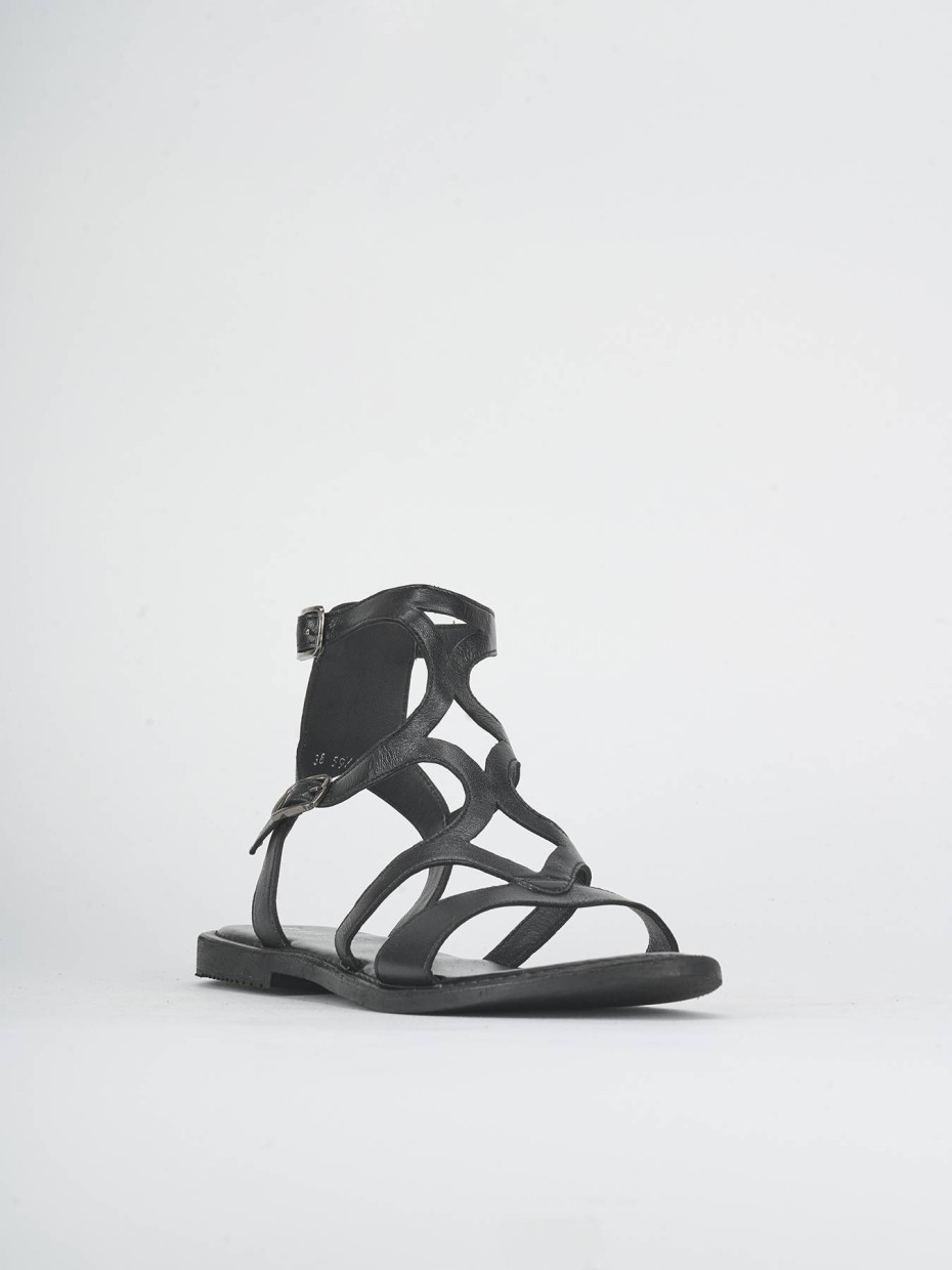 Sandali tacco 1cm pelle nero