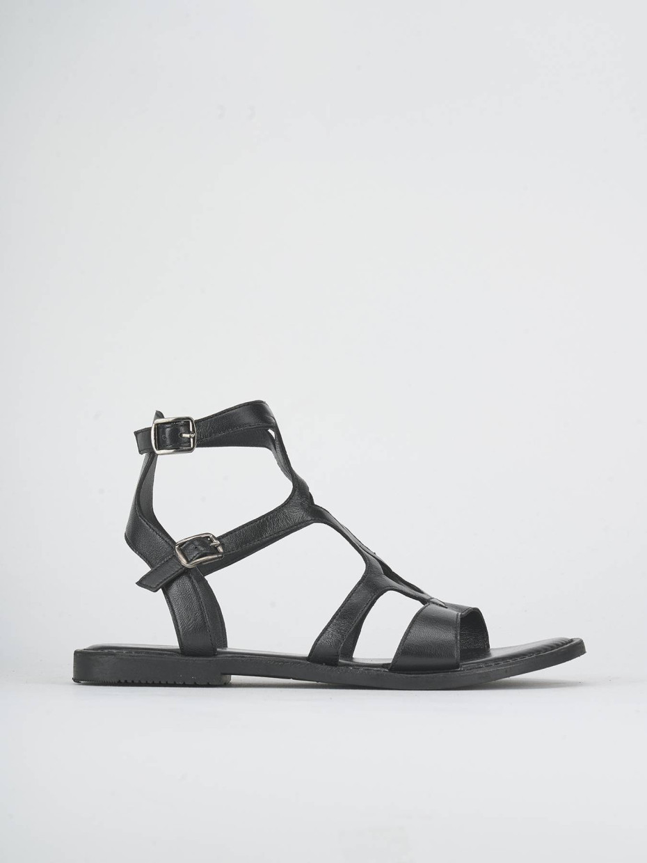 Sandali tacco 1cm pelle nero