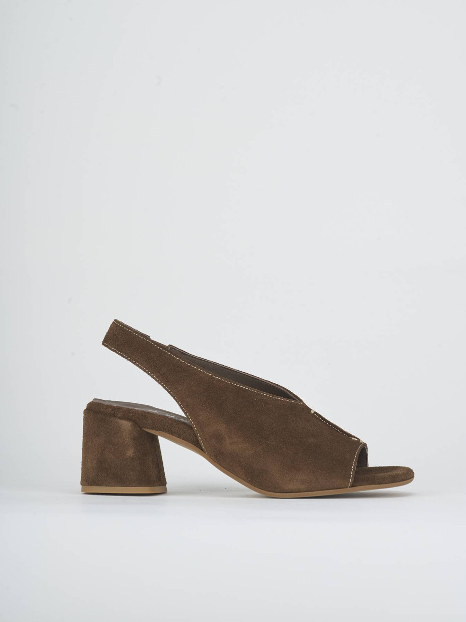 Sandalias de tacón alto tacón 5 cm marrón ante