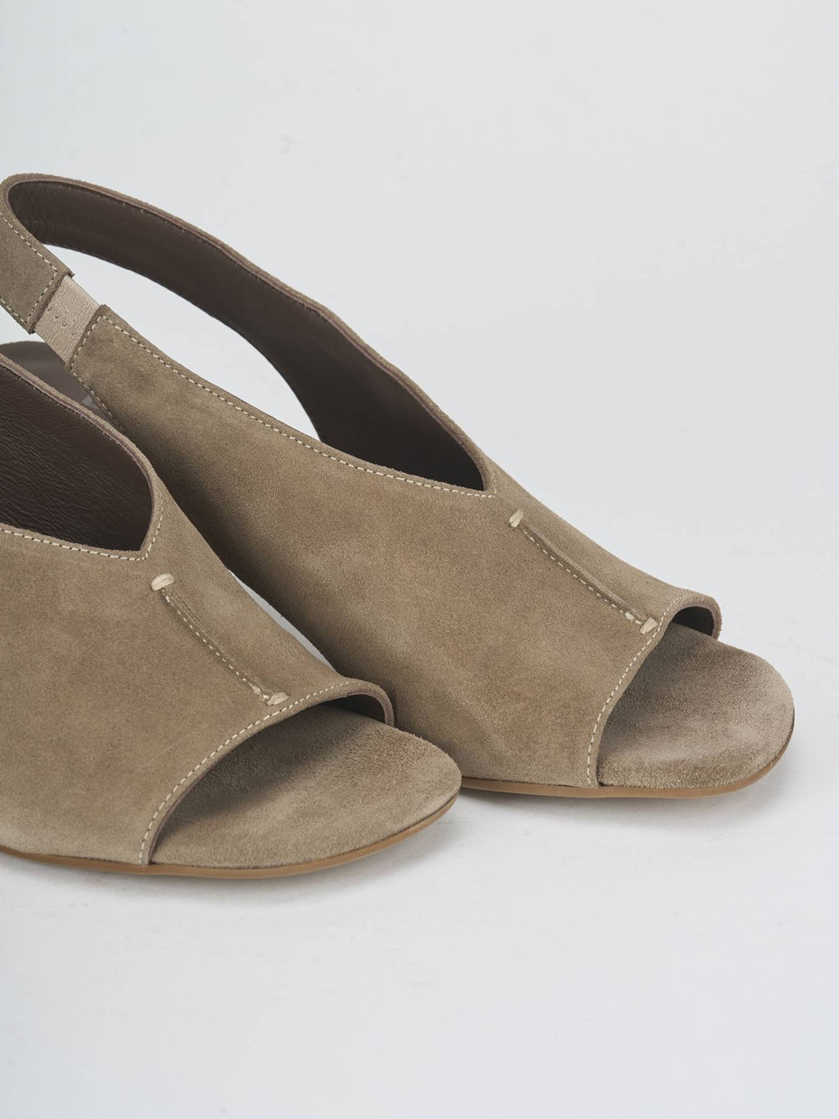 Sandalias de tacón alto tacón 5 cm beis ante